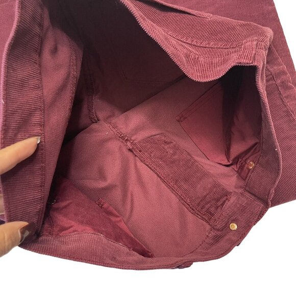 J Crew Factory Women Corduroy Pant SZ 31 Burgandy Slim Fit Mid Rise Comfy Pant - Picture 10 of 10